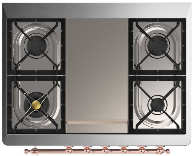 Ilve® Majestic III 36" Burgundy Pro Style Dual Fuel Liquid Propane Range with Solid Door and Copper Trim-3