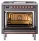 Ilve® Nostalgie II Noblesse 36'' Graphite Matte Pro Style Dual Fuel Range with Copper Trim-1