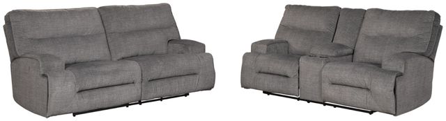 Benchcraft® Coombs 2-Piece Charcoal Living Room Set with Reclining Sofa-0