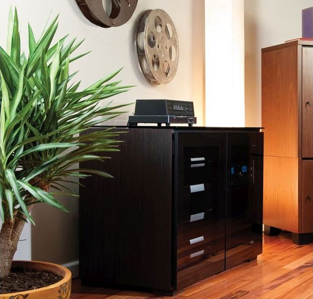 Salamander Designs® Oslo 323 AV Cabinet-Black Glass-1