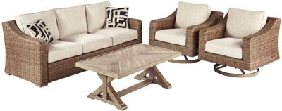 ignature Design by Ashley® Beachcroft 4 Piece Beige Outdoor Conversational Set