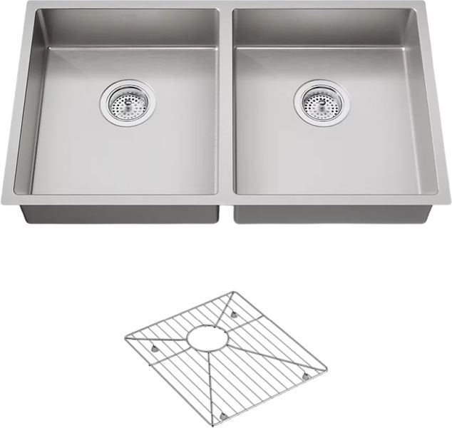 KOHLER® Strive® Stainless Steel 32" Undermount Double-Bowl Kitchen Sink-0