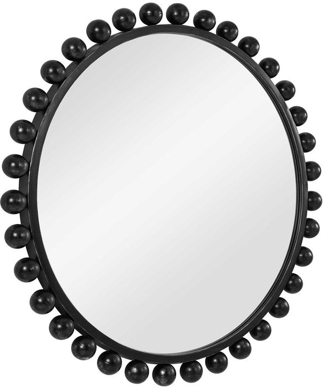 Uttermost® Cyra Distressed Black Round Mirror-1