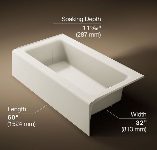 KOHLER® Bellwether® Biscuit 60" X 32" Alcove Bath - Right Drain-4