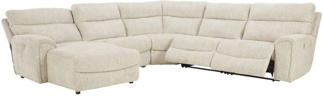 Signature Design by Ashley® Critic's Corner 5-Piece Parchment Power Reclining Left-Arm Facing Sectional and Chaise-0