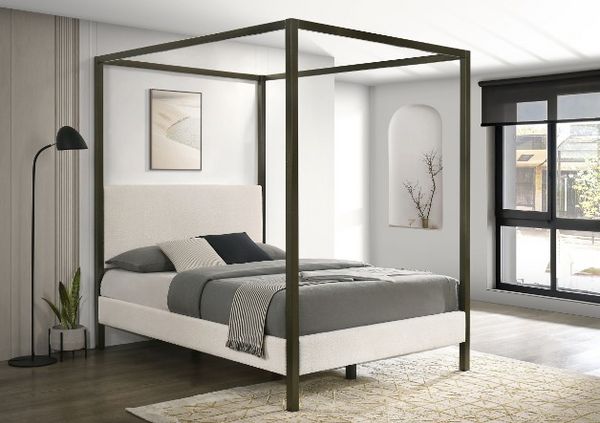 Coaster Queen Upholstered Canopy Platform Bed