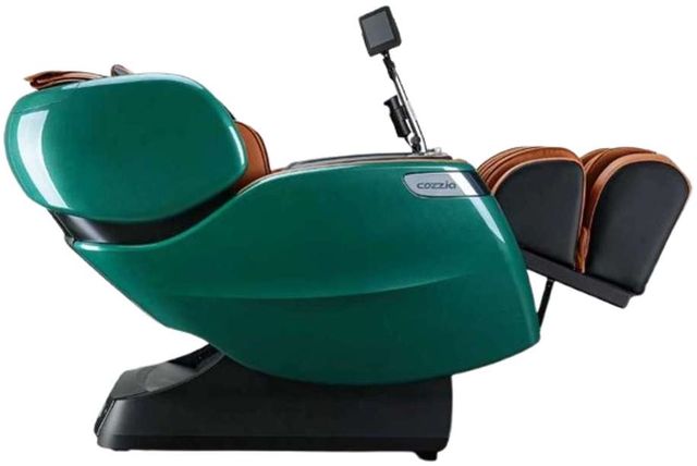 Cozzia® Qi™ XE Pro Cappuccino/Emerald Green Power Massage Chair-1