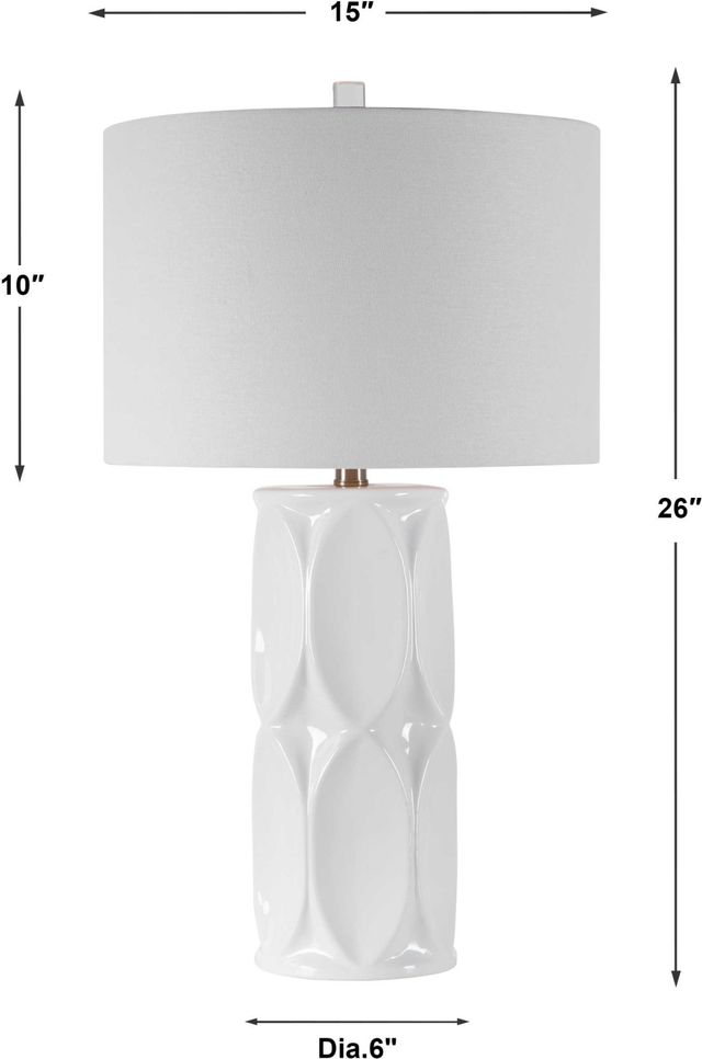 Uttermost® Sinclair Glossy White Glaze Table Lamp-2