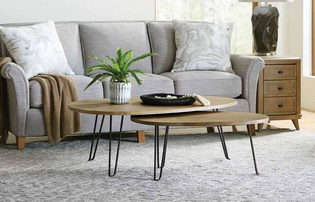 Hammary® Oblique Natural Bunching Cocktail Table Set with Black Metal Base-1