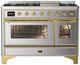 Ilve® Majestic III 48" Stainless Steel Pro Style Dual Fuel Liquid Propane Range with Griddle and Brass Trim-0
