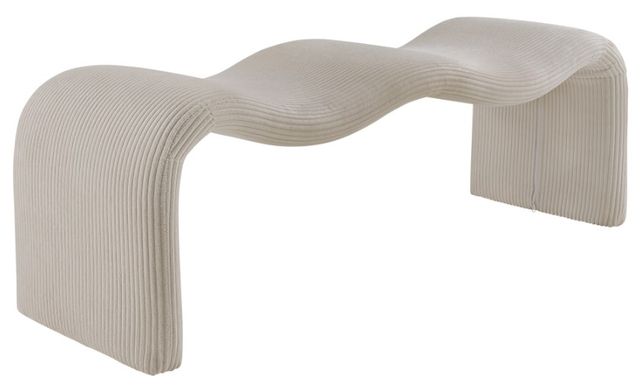 Meridian Furniture Willow Beige Corduroy Fabric Bench-0