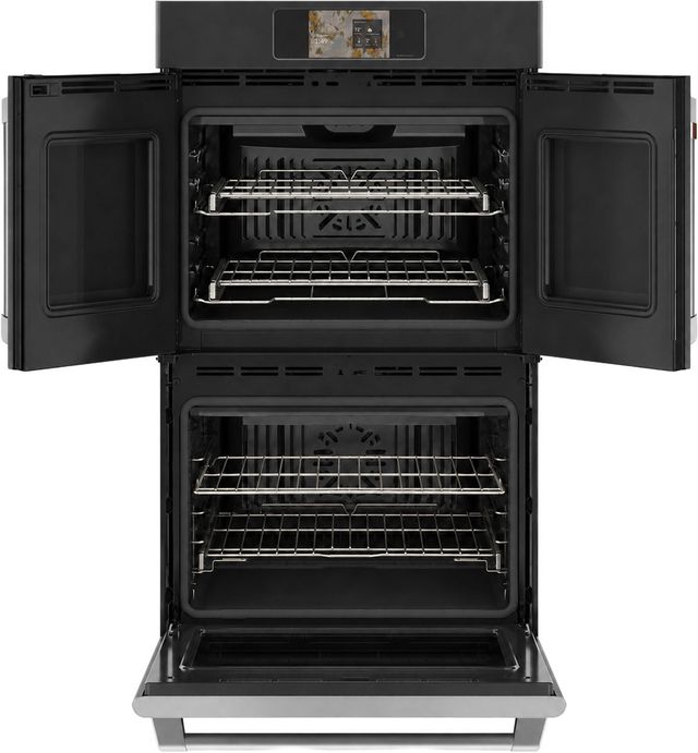 Café™ Professional Series 30” Matte Black Smart Double Electric Wall Oven with French Doors-1