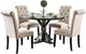 Furniture of America® Alfred 5-Piece Antique Black Round Dining Table Set with Ivory Side Chair -0