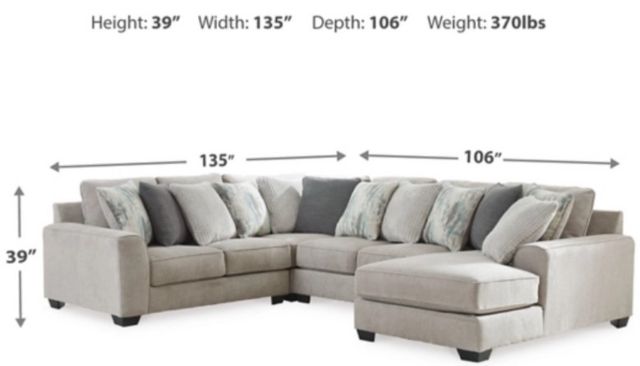 Benchcraft® Ardsley 4-Piece Pewter U-Shape Right-Arm Facing Sectional and Chaise-1