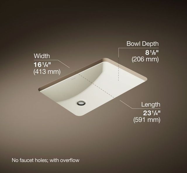 Kohler Ladena® Biscuit 23.25" Rectangular Undermount Bathroom Sink-3