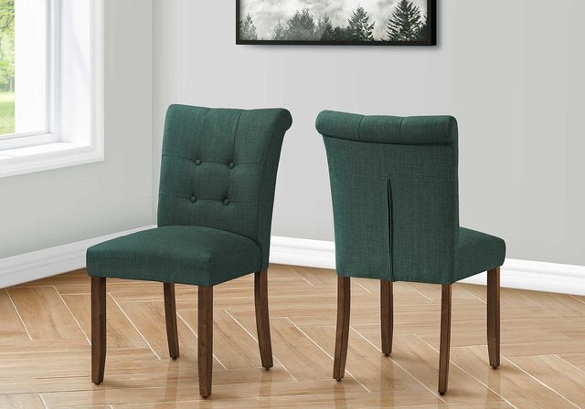 Monarch Specialties Inc. 2-Piece Blue/Walnut 38" Upholstered Dining  Side Chairs Set-2