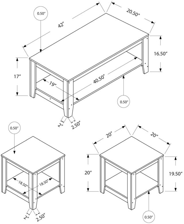 Monarch Specialties Inc. 3 Piece Gray Accent Table Set-3