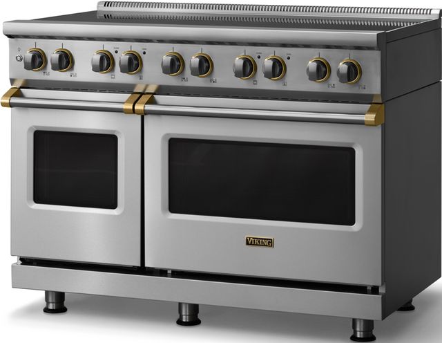 Viking® 5 Series 48" Stainless Steel Pro Style Induction Range with Brushed Brass Trim-3