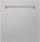Zline Autograph Edition 24" Satin Stainless Steel Dishwasher Panel with Champagne Bronze Handle-0