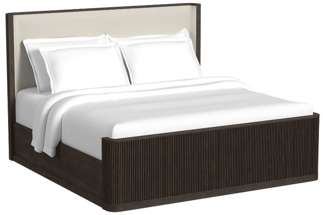 Elements International Sylvie Dark Brown King Upholstered Panel Bed-0