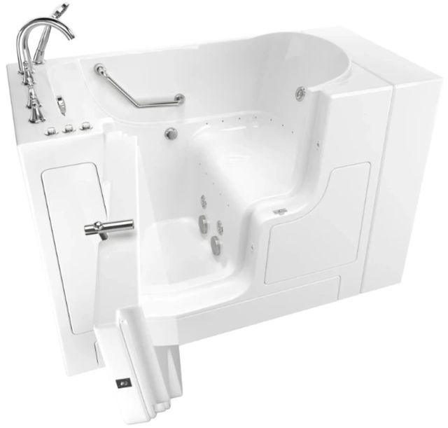American Standard Gelcoat White 30” x 52” x 40" Walk-in Tub with Whirlpool System - Left-Hand Drain with Faucet-0