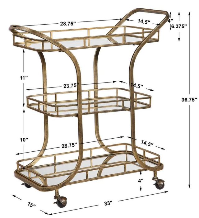 Uttermost® Stassi Gold Serving Cart-2