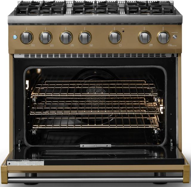 Viking® 5 Series 36" Golden Hour Pro Style Gas (LP) Range with Brushed Brass Trim-1