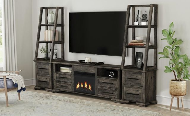 Elements International Park Ridge Charcoal 82'' TV Console with Fireplace Insert-1