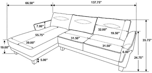 Coaster® Caspian 2-Piece White Left-Arm Facing Sectional-2