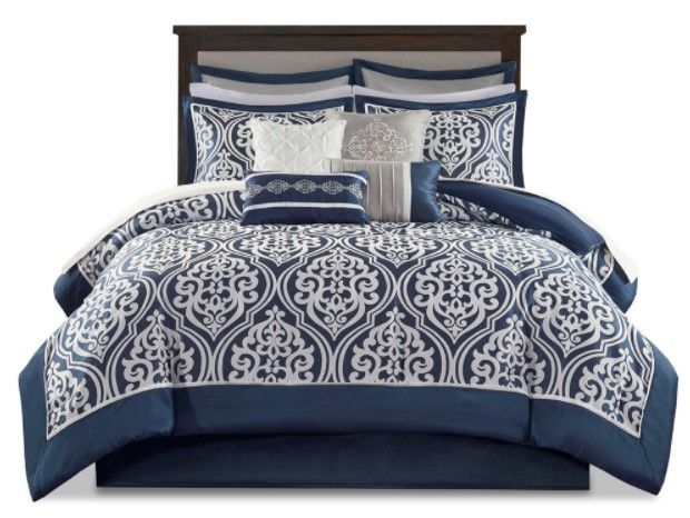 Olliix by Madison Park Essentials Jordan 24 Piece Navy Queen Room in a Bag-1