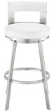 Armen Living Flynn White/Brushed Stainless Steel 30'' Bar Stool-0