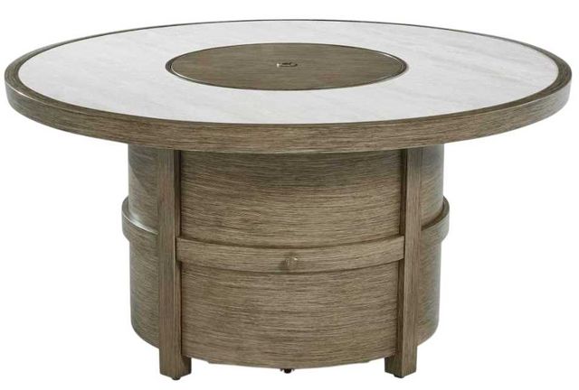 Signature Design by Ashley® Rainier Ranch Beige Aluminum Outdoor Round Fire Pit Table-2