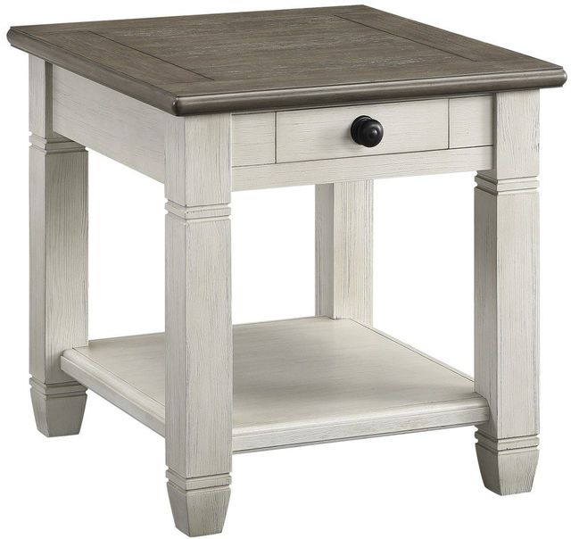 Homelegance® Granby Antique White End Table with Rosy Brown Top -0