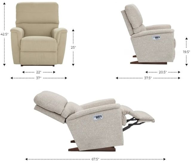 La-Z-Boy® Ava Oyster Power Rocking Recliner with Headrest and Lumbar-2