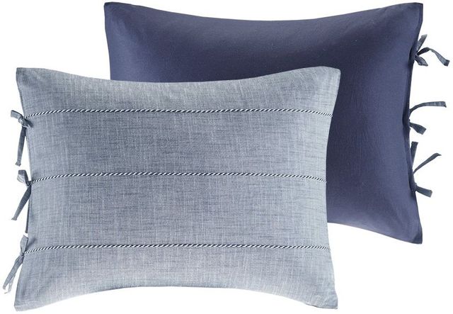 Olliix by Madison Park 3 Piece Denim Blue King/California King Raven Cotton Yarn Dye Duvet Cover Set-3