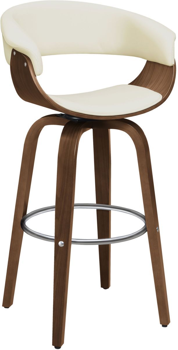 Coaster® Zion Ecru/Walnut Upholstered Swivel Bar Stool-0