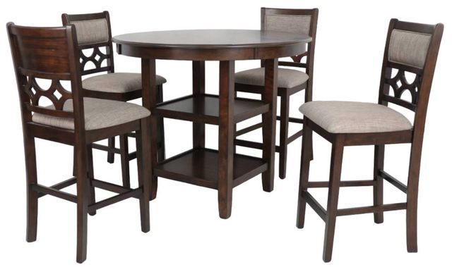 New Classic® Home Furnishings Mitchell 5-Piece Cherry Counter Height Dining Set-0