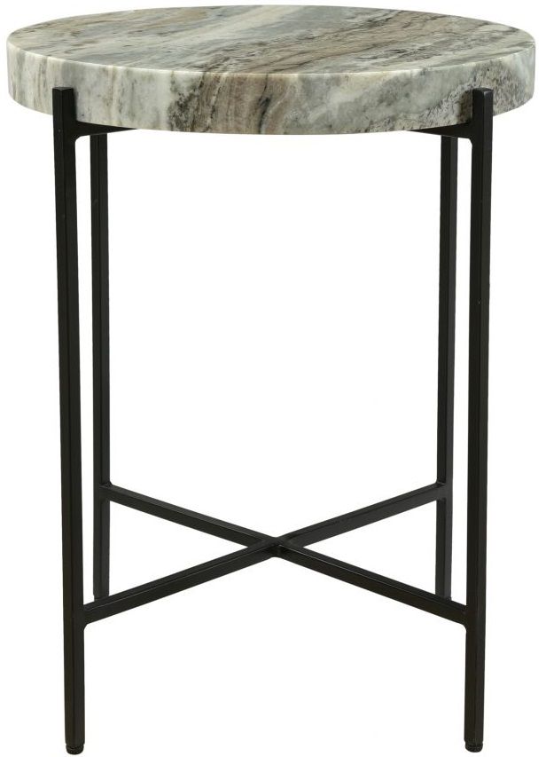 Moe's Home Collection Cirque Light Brown Marble Round Accent Table with Black Iron Frame-0