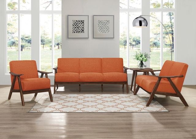 Homelegance® Damala Orange/Walnut Loveseat-1
