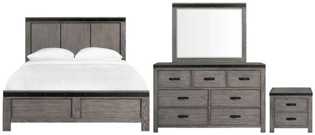 Elements International Wide 4-Piece Gray King Panel Bedroom Set-0