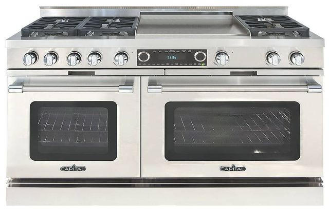 Capital Cooking™ Grand Chef 60" Stainless Steel Sealed Burner Pro Style Dual Fuel Range with 24" Griddle-0