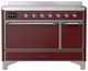 Ilve® Majestic III 48" Burgundy Pro Style Induction Range with Solid Door and Chrome Trim-0