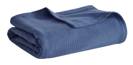 Olliix by Madison Park Freshspun Basketweave Navy Twin Cotton Blanket-0