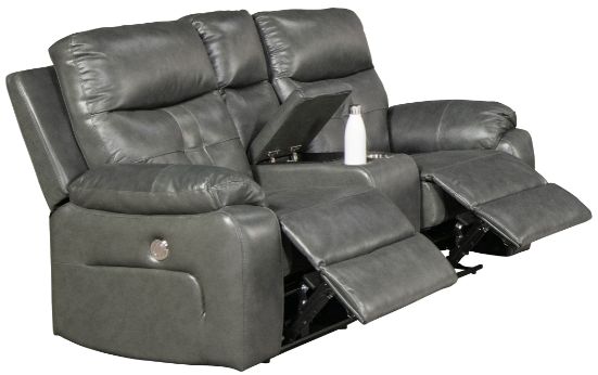 Mazin Furniture Primus Grey Power Reclining Loveseat with Center Console-2