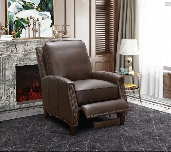 BarcaLounger® Melrose Ashford Walnut Leather Manual Recliner-3