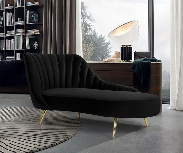 Meridian Furniture Margo Black Velvet Chaise-2