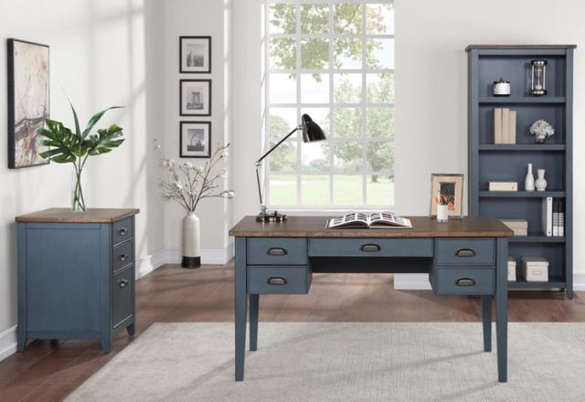 Martin Furniture Fairmont Dusty Blue Half Pedestal Desk-1