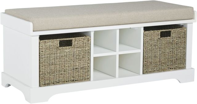 Signature Design by Ashley® Dowdy Beige/White Storage Bench-0