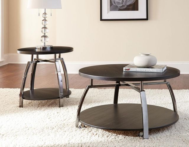 Steve Silver Co. Coham Brown End Table with Black Nickel Frame-1