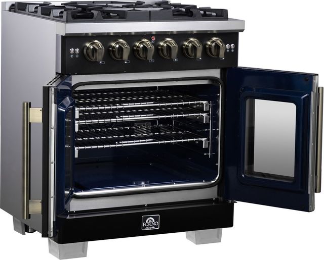 FORNO® Capriasca Series Alta Qualita 30" Black Pro Style Gas Range-4